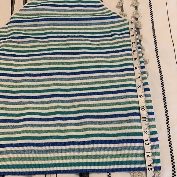 LOFT striped knit sweater halter tank stretch top blue white green size medium - Picture 10 of 11